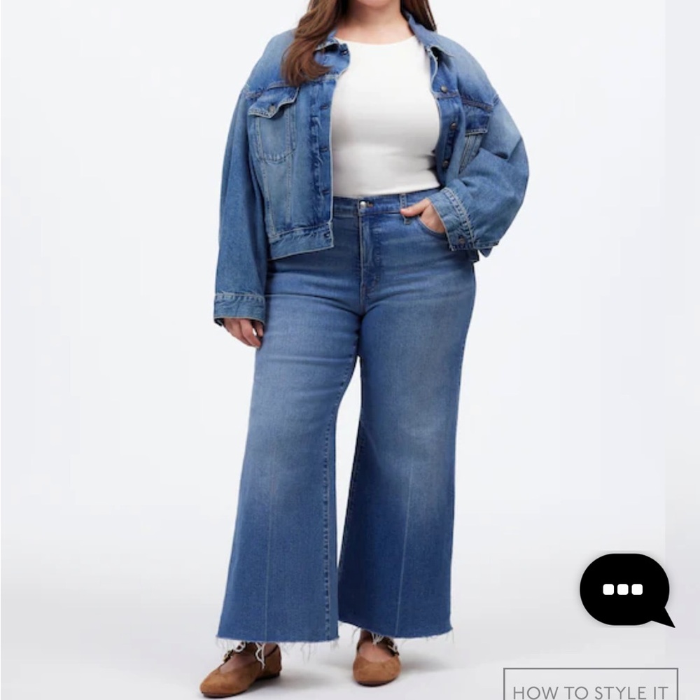 EUC Madewell Plus Flared Wide-Leg Crop Jeans in Oneida Wash 18W Blue